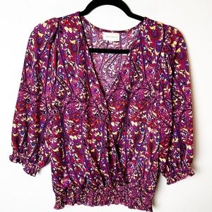SZ S Melloday Floral Top Scrunch Waist